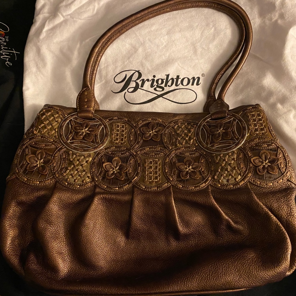 Brighton NALA Leather Metallic Bronze Masterpiece Collection Handbag RETIRED